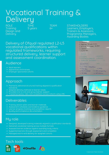 Programme delivery | Qualification frameworks | Multi-stakeholder coordination | Compliance management | Resource planning | Progress tracking